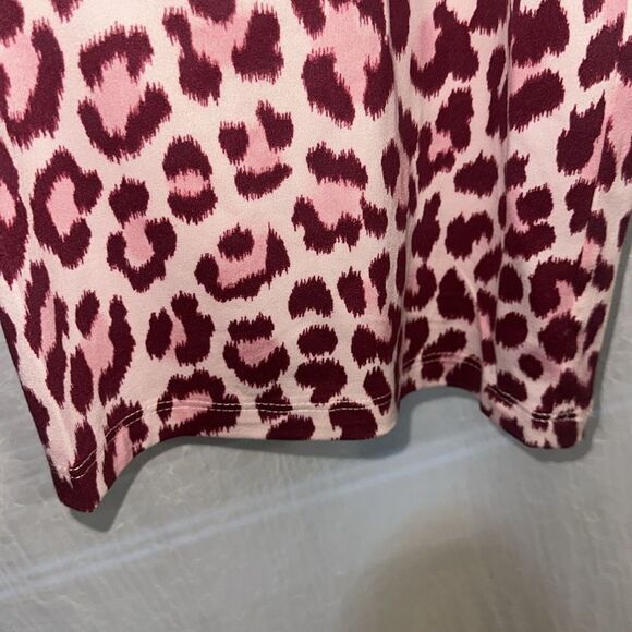 kateβspade M Blush Pink Burgundy Leopard Animal Print Short Sleeve Pants PJ Set - Picture 12 of 12